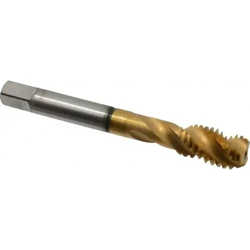 Spiral Flute Tap: 7/16-14, UNC, 3 Flute, Modified Bottoming, 2B Class of Fit, Cobalt, TiN Finish Spiral Flute Tap: 7/16-14, UNC, 3 Flute, Modified Bottoming, 2B Class of Fit, Cobalt, TiN Finish