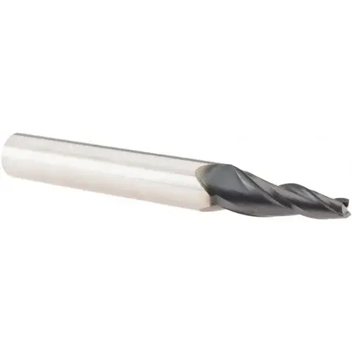 Tapered End Mill: 7 degree per Side, 1/4" Small Dia, 1-1/4" LOC, 3 Flutes, Solid Carbide, Square End AlTiN