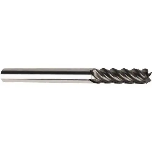Square End Mill: 3/16" Dia, 5 Flutes, 5/8" LOC, Solid Carbide AlCrN