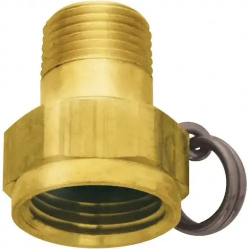 1 Piece, 1/2 NPT & 3/4 GHT MNPT x FGHT, Brass Reusable Hose Nonswivel Fitting 1 Piece, 1/2 NPT & 3/4 GHT MNPT x FGHT, Brass Reusable Hose Nonswivel Fitting