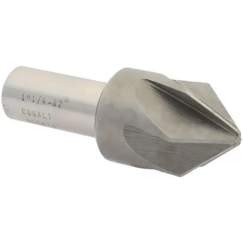 Countersink: 1-1/4" Head Dia, 82 degree Included Angle, 6 Flutes, Cobalt Steel, Right Hand Cut Bright/Uncoated Countersink: 1-1/4" Head Dia, 82 degree Included Angle, 6 Flutes, Cobalt Steel, Right Hand Cut Bright/Uncoated