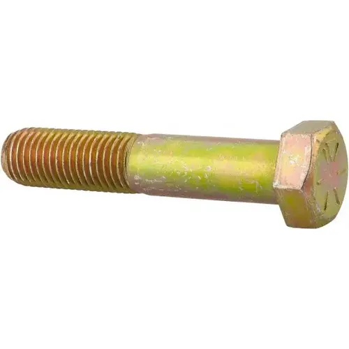 Hex Head Cap Screw: 7/8-9 x 4-1/2", Grade 8 Steel, Zinc Yellow Dichromate Finish Hex Head Cap Screw: 7/8-9 x 4-1/2", Grade 8 Steel, Zinc Yellow Dichromate Finish