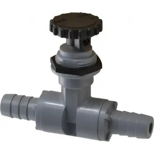 Needle Valve: Straight, 1/2" Pipe, Barbed x Barbed End, Polyvinylchloride Body, Ethylene Propylene Diene Monomer Seal Needle Valve: Straight, 1/2" Pipe, Barbed x Barbed End, Polyvinylchloride Body, Ethylene Propylene Diene Monomer Seal