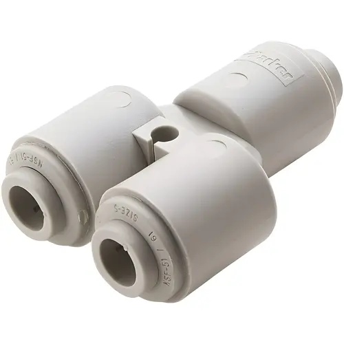 Push-To-Connect Tube to Tube Tube Fitting: Union Y, 3/8 x 1/4" OD Push-To-Connect Tube to Tube Tube Fitting: Union Y, 3/8 x 1/4" OD