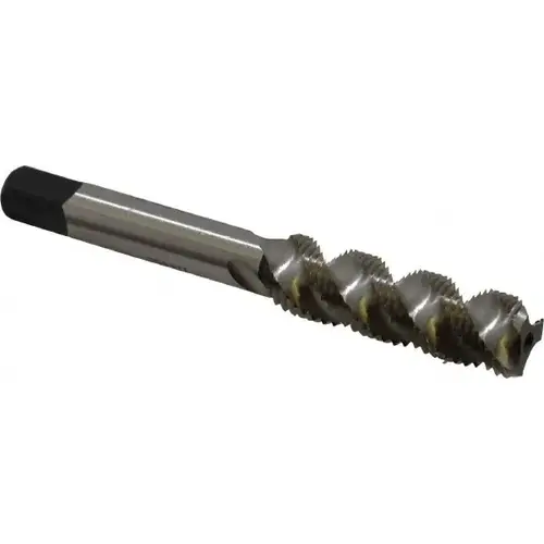 3/8-24 UNF, 3 Flute, Bottoming Chamfer, Bright Finish, High Speed Steel Spiral Flute STI Tap 3/8-24 UNF, 3 Flute, Bottoming Chamfer, Bright Finish, High Speed Steel Spiral Flute STI Tap