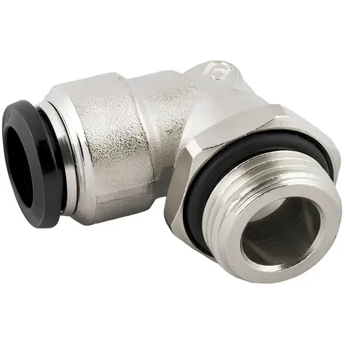 Push-To-Connect Tube to Metric Thread Tube Fitting: Swivel Elbow, M5 Thread Push-To-Connect Tube to Metric Thread Tube Fitting: Swivel Elbow, M5 Thread