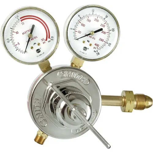 510 CGA Inlet Connection, B L/H Fitting, 15 Max psi, Acetylene Welding Regulator