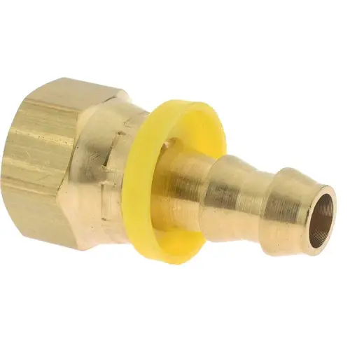 Barbed Push-On Hose Female Connector: 3/8" NPSM, Brass, 3/8" Barb Barbed Push-On Hose Female Connector: 3/8" NPSM, Brass, 3/8" Barb