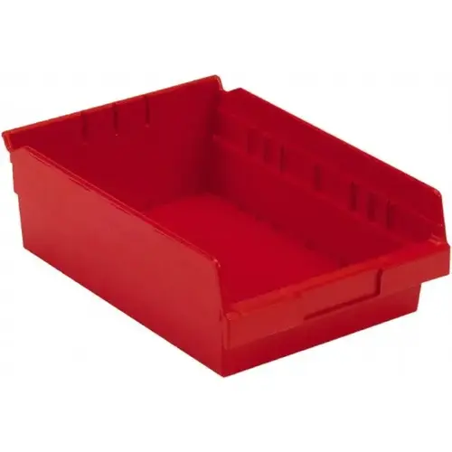 Plastic Hopper Shelf Bin: Red Plastic Hopper Shelf Bin: Red