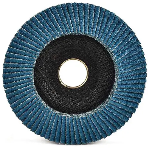 Flap Disc: 4-1/2" Dia, 7/8" Hole, 60 Grit, Zirconia Alumina, Type 27