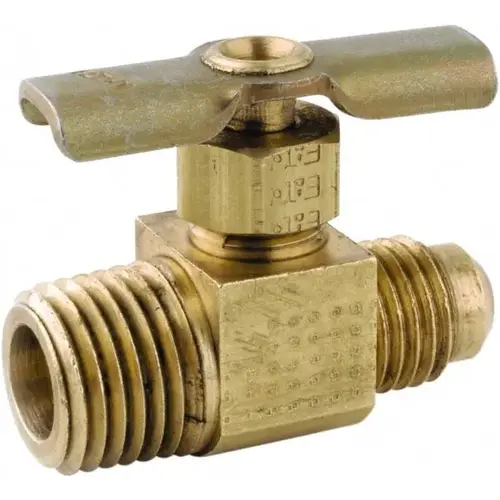 Needle Valve: Straight, 1/4 x 1/4" Pipe, FL x MIP End, Lead-Free Brass Body, Brass Seal
