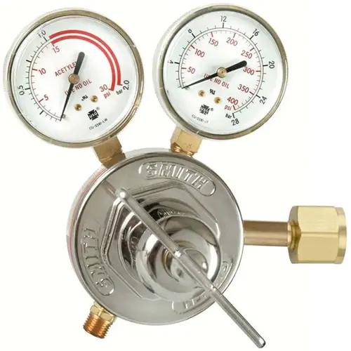 300 CGA Inlet Connection, B L/H Fitting, 15 Max psi, Acetylene Welding Regulator