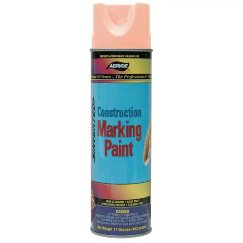 Construction Marking Paint, 20 oz, Aerosol Can, Fluorescent Orange