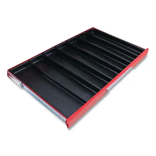 ABS Plastic Drawer Organizer, 2-Pc, 6 Compartments, 1 Adder, Used with 34 in Cabinet x 2 in Drawer, Black
