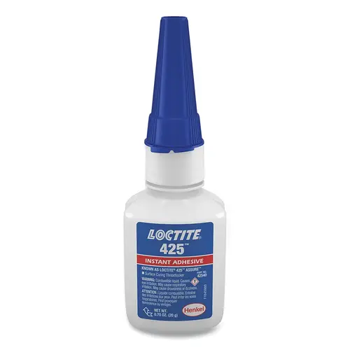 425  Instant Adhesive, Surface Curing Threadlocker, 20 g, Up to 1/2 in Thread, Dark Blue