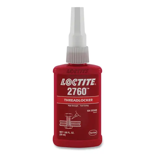 2760 Threadlocker, Primerless High Strength, 50 mL, Up to 3/4 in Thread, Red