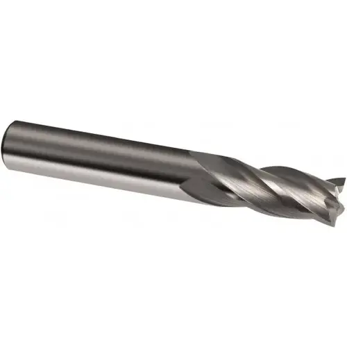 Square End Mill: 1/2 inch Dia, 2 inch LOC, 1/2 inch Shank Dia, 4-1/2 inch OAL, 4 Flutes, Solid Carbide Bright/Uncoated