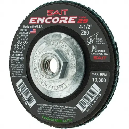 Flap Disc: 5/8-11 Hole, 80 Grit, Zirconia Alumina, Type 29 Flap Disc: 5/8-11 Hole, 80 Grit, Zirconia Alumina, Type 29