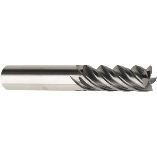 Square End Mill: 3/8" Dia, 5 Flutes, 7/8" LOC, Solid Carbide AlCrN