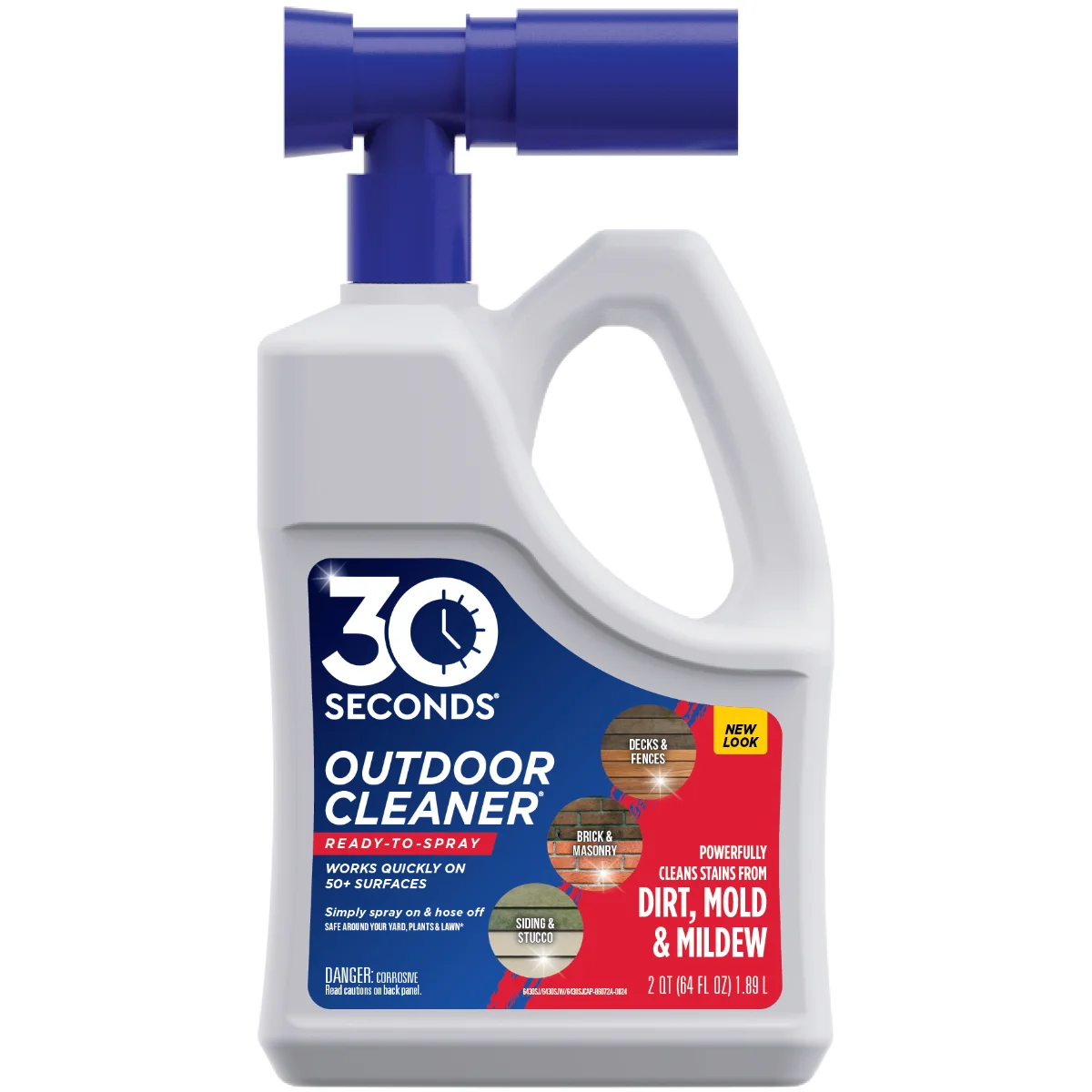30 Seconds 6430S Outdoor Cleaner 64 Oz. Ready To Spray Hose End Algae, Mold & Mildew Stain Remover