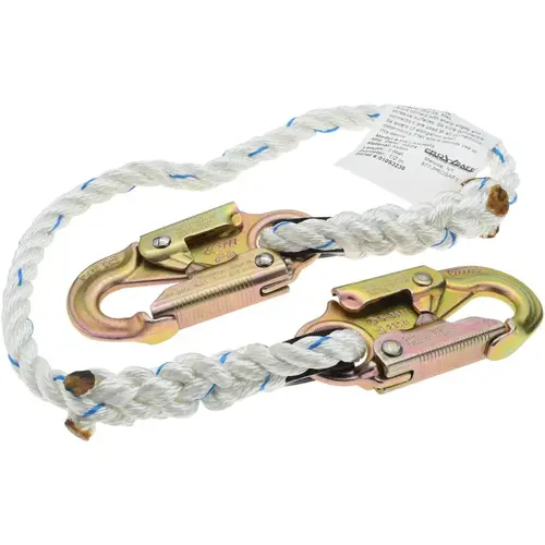 3 ft Long, 350 Lb Capacity, 1 Leg Locking Snap Hook Harness Lanyard
