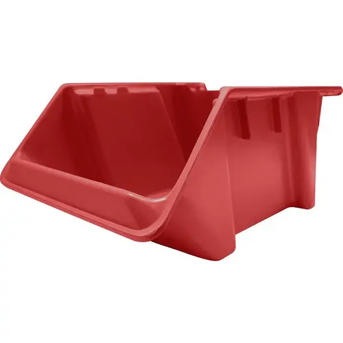 Bins; Bin Style: Hopper Front ; Shape: Rectangle ; Load Capacity (Lb. - 3 Decimals): 100.000 ; Color: Red ; Stacking: Yes ; Hanging: No