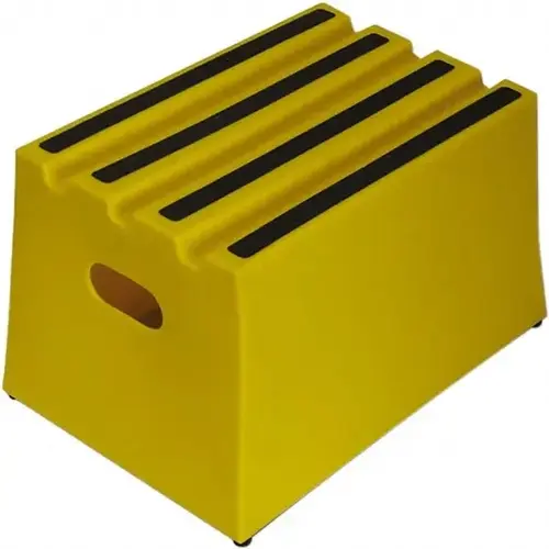 Step Stand Stool: 1 Step, Plastic, Yellow Step Stand Stool: 1 Step, Plastic, Yellow