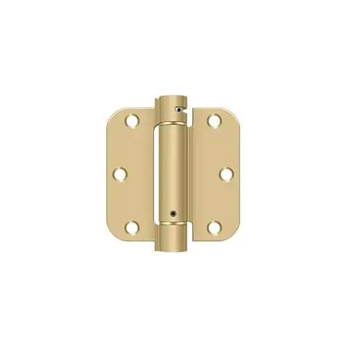 3-1/2" x 3-1/2" x 5/8" Spring Hinge; Bright Brass By Satin Brass Finish 3-1/2" x 3-1/2" x 5/8" Spring Hinge; Bright Brass By Satin Brass Finish