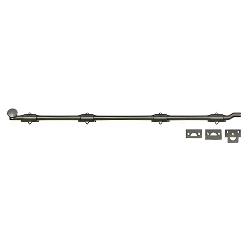 42" Surface Bolt With Offset, Solid Brass Material, Heavy Duty, 5/8" Bolt Offset, 1-1/16" Bolt Throw, Antique Nickel Finish 42" Surface Bolt With Offset, Solid Brass Material, Heavy Duty, 5/8" Bolt Offset, 1-1/16" Bolt Throw, Antique Nickel Finish