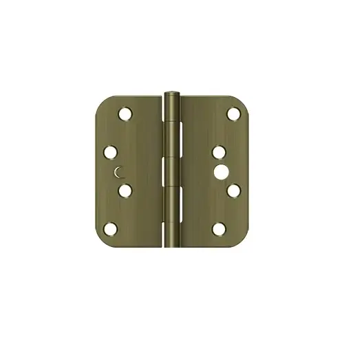 4" x 4" x 5/8" Radius Hinge, Security in Antique Brass Pair 4" x 4" x 5/8" Radius Hinge, Security in Antique Brass Pair