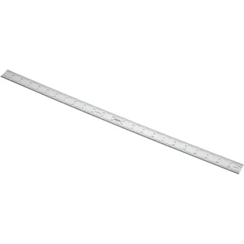 Steel Rule: 24" OAL, English & Metric Graduation, Rigid, 1-1/8" OAW Satin Chrome-Plated Steel Rule: 24" OAL, English & Metric Graduation, Rigid, 1-1/8" OAW Satin Chrome-Plated