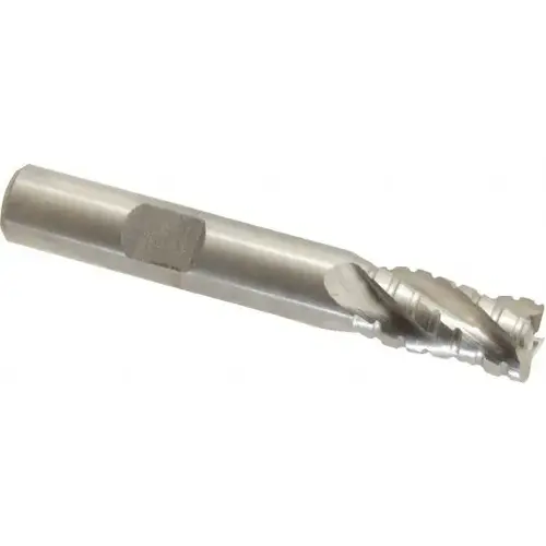 Roughing & Finishing End Mill: 3/8" Dia, 4 Flutes, Square End, Cobalt Bright/Uncoated