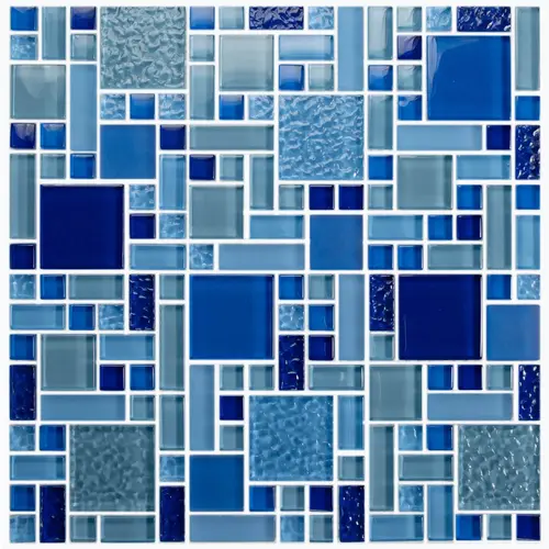 Crystal Blue Random Tile Sizes