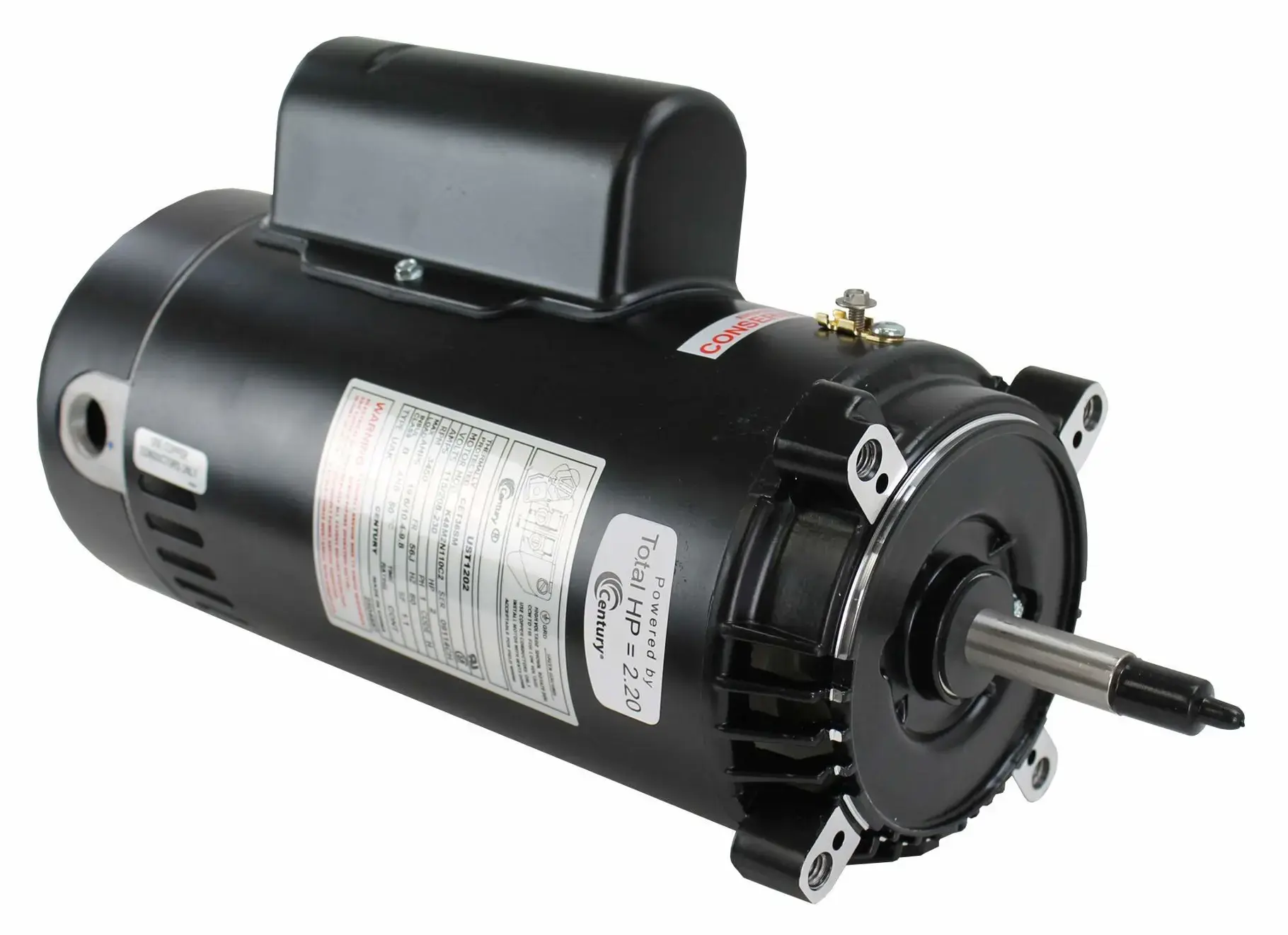Century Odp Threaded Pool Filter Motor 2hp 115/208-230v Satin Black UST1202