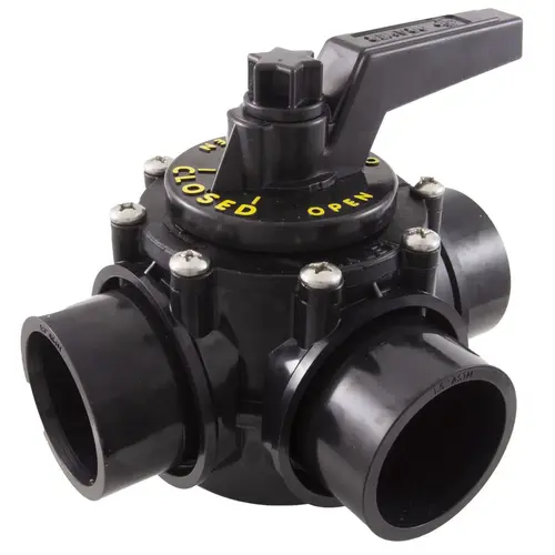 PRAHER 3-WAY VALVE, SLIP NSF 50 APPROVED 1.5" ID, 2"OD CPVC Black