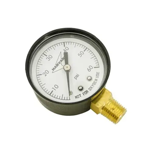 2" 0-60 PSI BOTTOM/LOWER MOUNT PRESSURE GAUGE 2" 0-60 PSI BOTTOM/LOWER MOUNT PRESSURE GAUGE