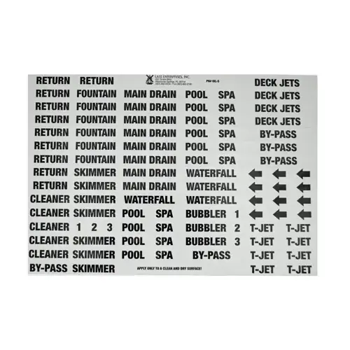 V6 Black On White Vinyl High End Pool Plumbing Labels