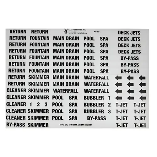 V6 Black On White Vinyl High End Pool Plumbing Labels V6 Black On White Vinyl High End Pool Plumbing Labels