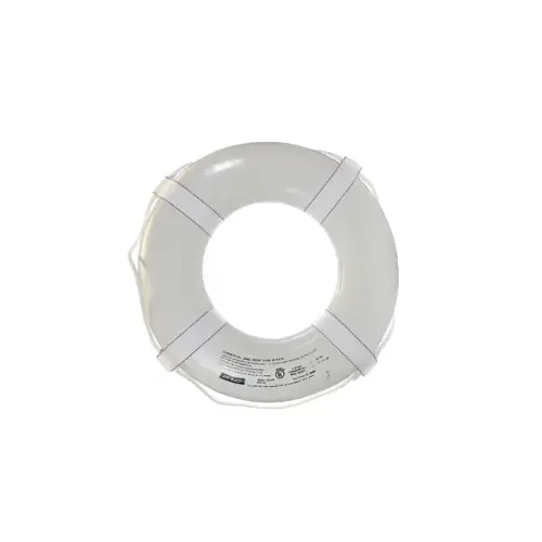 24" White Nylon Vinyl Solid Life Ring With Straps