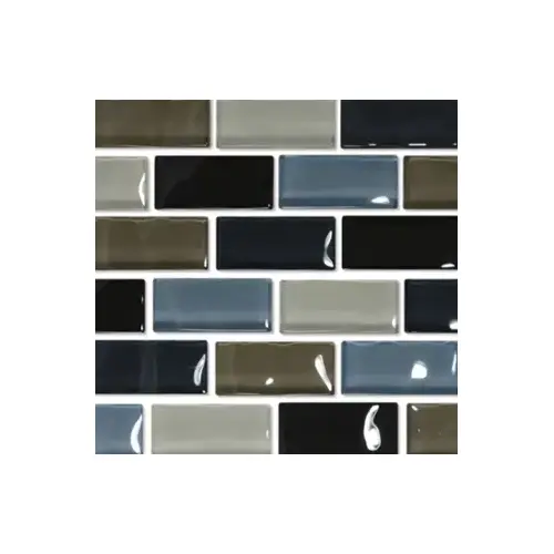 Aq-1203 Glass Mosaic 1x2 Aqua Obsidian Blend