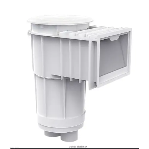 Gunite Skimmer, White Body/ White Cover ABS Body/ PVC Port with Square Cover, Dual Port, Standard Basket, 2" Socket x 2-1/2" Spigot