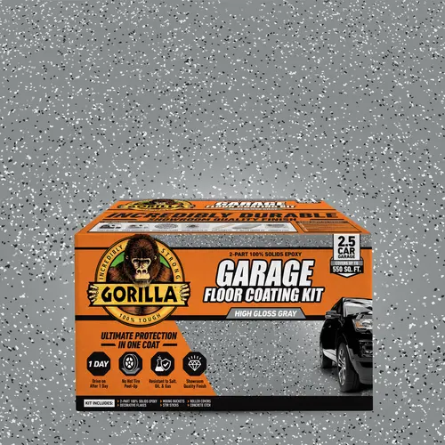 Gray Garage Floor Epoxy Coating Kit - 2.5 Car Coverage