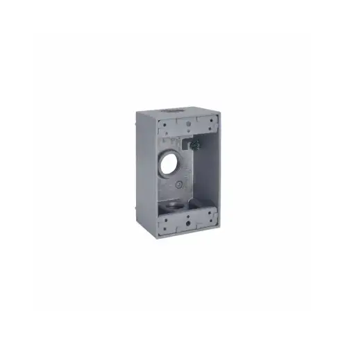 1-Gang Weatherproof Box, (3) 3/4 in. Threaded Outlets, Gray 1-Gang Weatherproof Box, (3) 3/4 in. Threaded Outlets, Gray