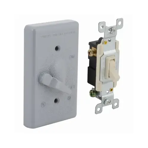 1-Gang Weatherproof Switch Cover, Vertical, 3-Way Toggle, Gray 1-Gang Weatherproof Switch Cover, Vertical, 3-Way Toggle, Gray