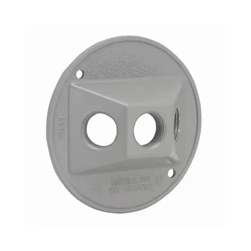 Round Weatherproof Cluster Cover, (3) 1/2 in. Threaded Outlets, Gray Round Weatherproof Cluster Cover, (3) 1/2 in. Threaded Outlets, Gray
