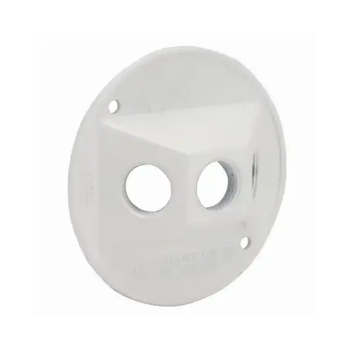 Round Weatherproof Cluster Cover, (3) 1/2 in. Threaded Outlets, White Round Weatherproof Cluster Cover, (3) 1/2 in. Threaded Outlets, White