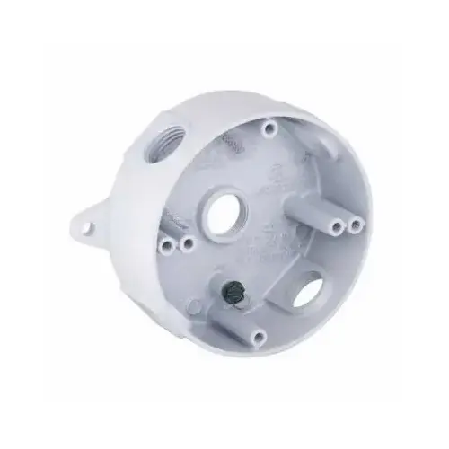 Round Weatherproof Box, (5) 1/2 in. Threaded Outlets, White Round Weatherproof Box, (5) 1/2 in. Threaded Outlets, White
