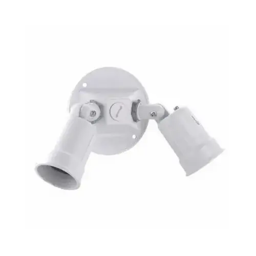 Weatherproof Combination 2 Lampholders/Cover for Par 38 Lamps, White, 4 In. Round Weatherproof Combination 2 Lampholders/Cover for Par 38 Lamps, White, 4 In. Round