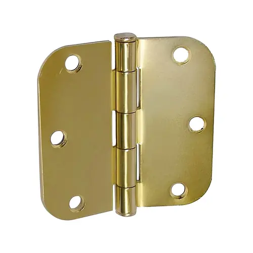 Plain Bearing Butt Hinge Radius Corners Removable Pin Type 3.5" X 3.5" Size Satin Brass Finish Pair