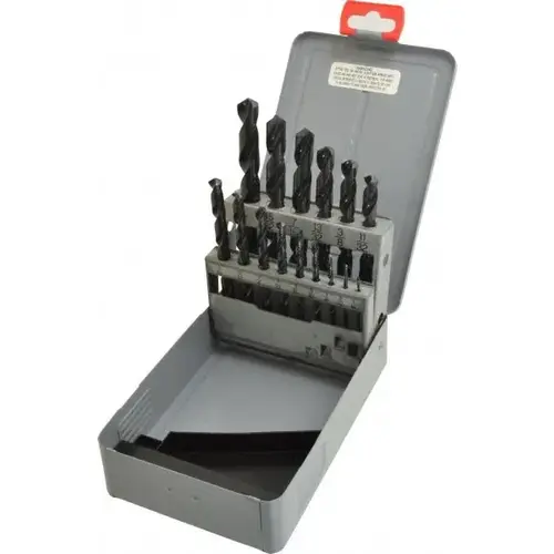 Drill Bit Set: Jobber Length Drill Bits, 15 Pc, 118 degree, High Speed Steel Oxide